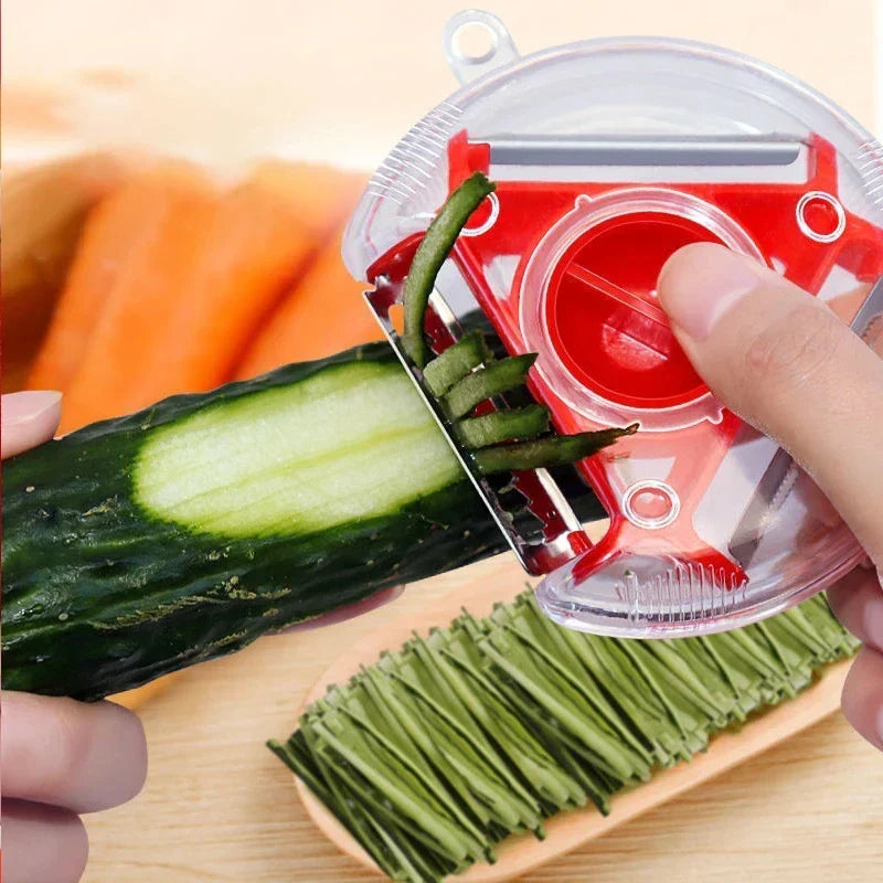 Épluche-légumes 3-en-1 avec fonctions râpe et julienne en acier inoxydable