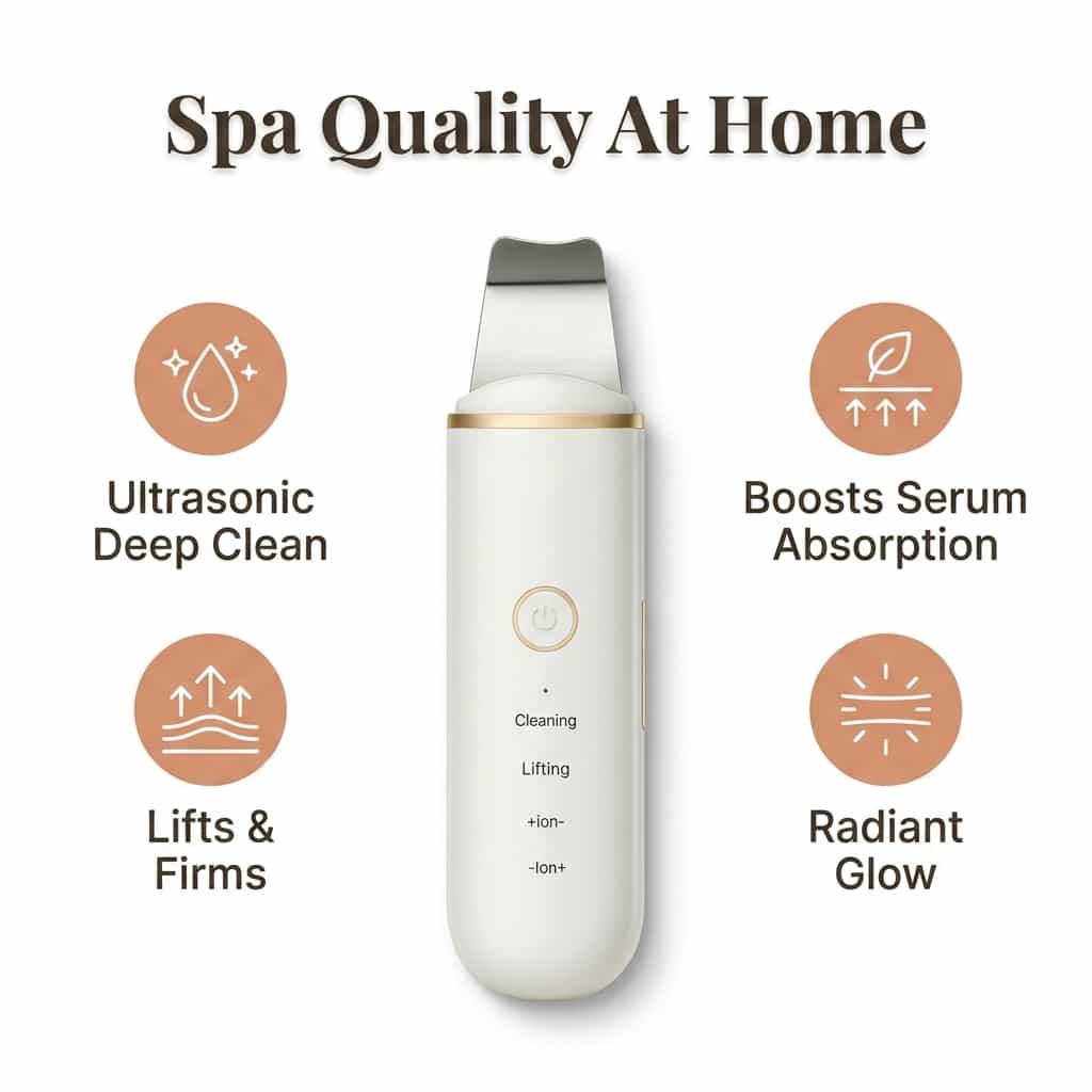 Spatule Ultrasonique Visage – Nettoyage en Profondeur et Exfoliation