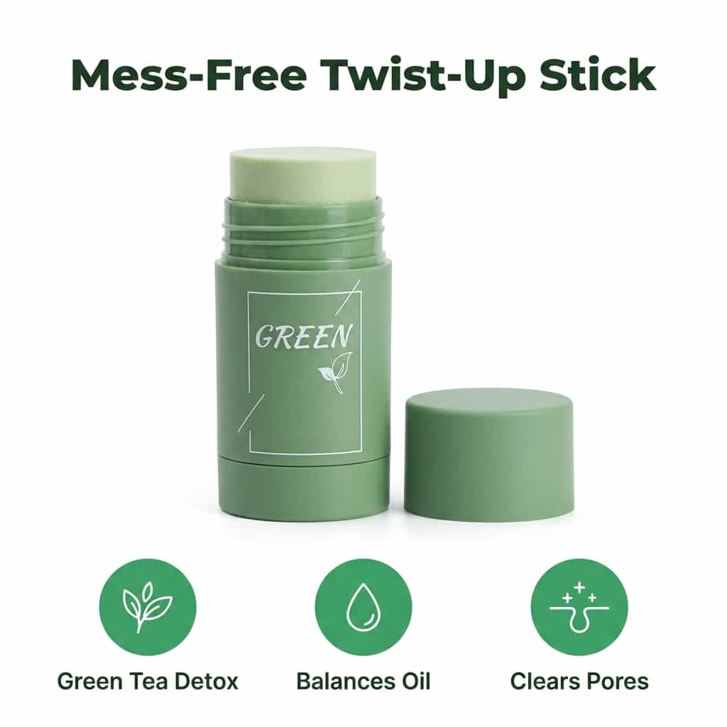 Masque Stick au Thé Vert – Nettoyant Pores Profonds Anti-Points Noirs