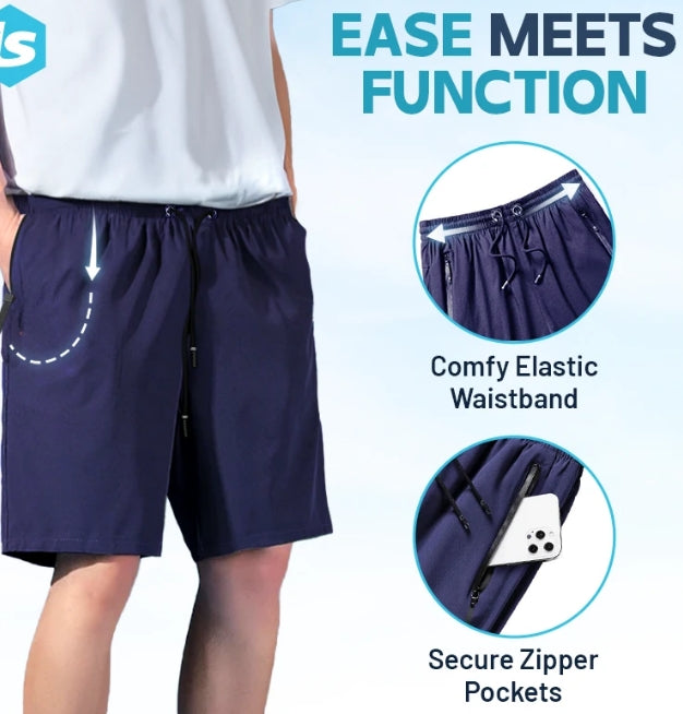 Shorts Unisexe en Soie Glacée – Tissu Respirant Élastique 4 Voies