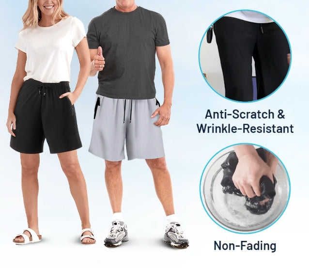 Shorts Unisexe en Soie Glacée – Tissu Respirant Élastique 4 Voies