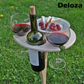 Table à vin pliante en bois d'acajou pour pique-nique et plein air