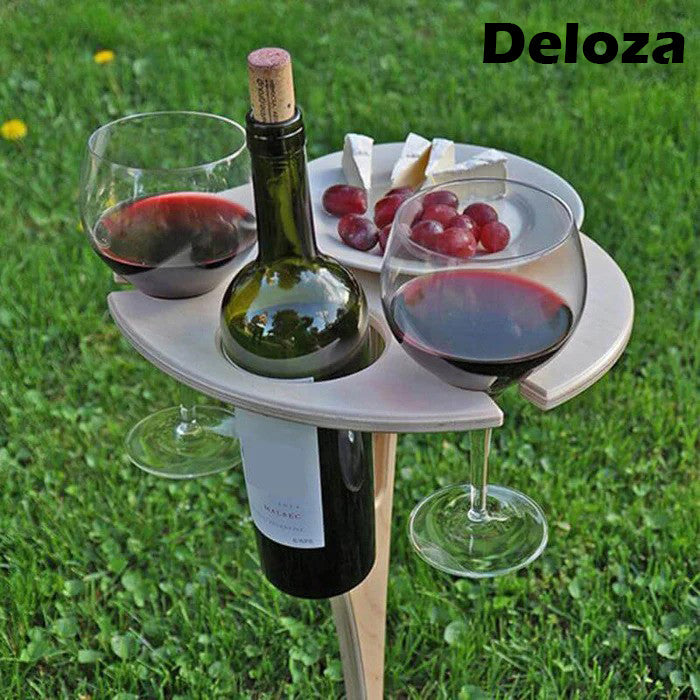 Table à vin pliante en bois d'acajou pour pique-nique et plein air