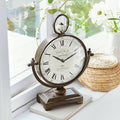Horloge de table vintage à chiffres romains – Design industriel bronze antique
