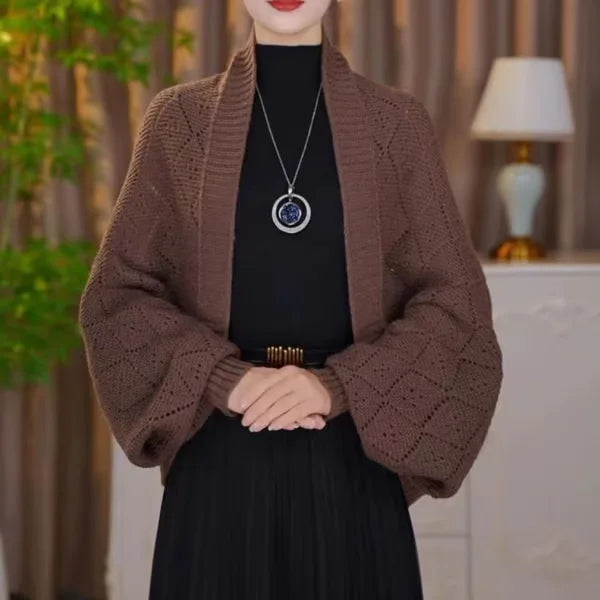 Gilet Femme Col Écharpe Intégré – Tricot Chaud et Élégant