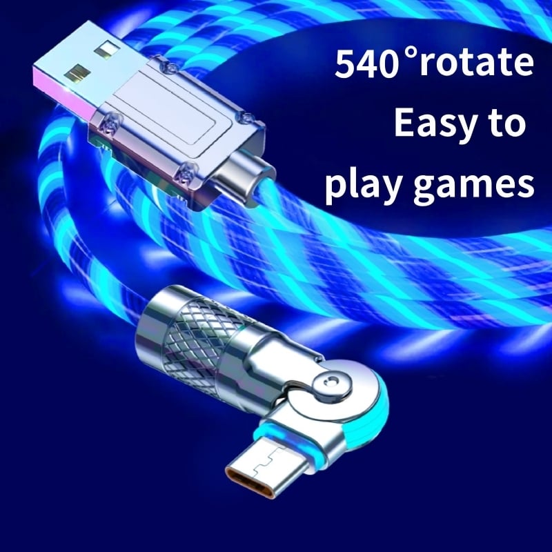 Câble USB Rotatif 540° avec Éclairage LED pour Charge Rapide