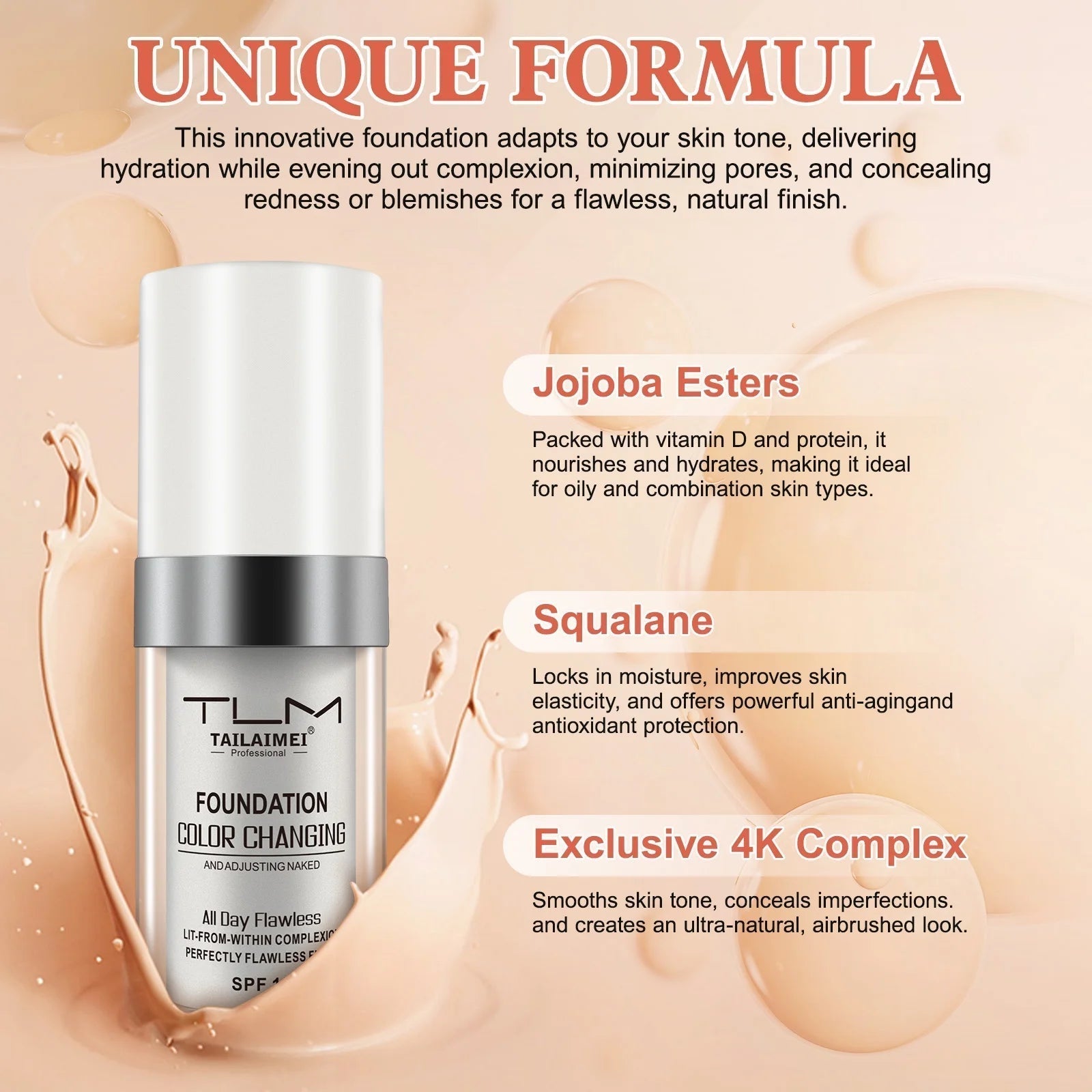 Fond de Teint Adaptatif Hydratant avec Protection Solaire UV