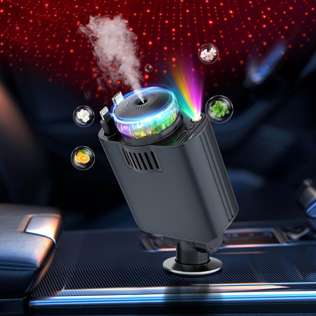 StarLinker™ – Chargeur de voiture rétractable 3-en-1 Starlight avec éclairage LED [50 % de réduction]