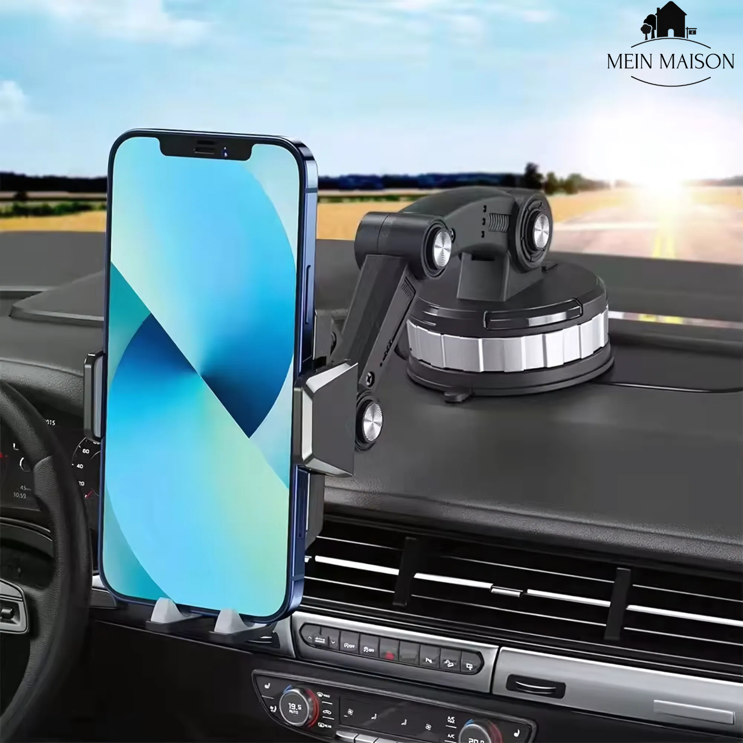 Support téléphone voiture avec ventouse, rotation 360° et utilisation à une main
