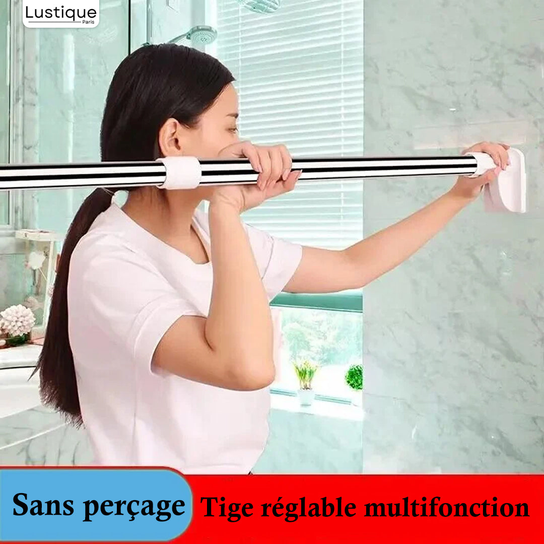 Tringle Télescopique Sans Perçage en Acier Inoxydable pour Salle de Bain et