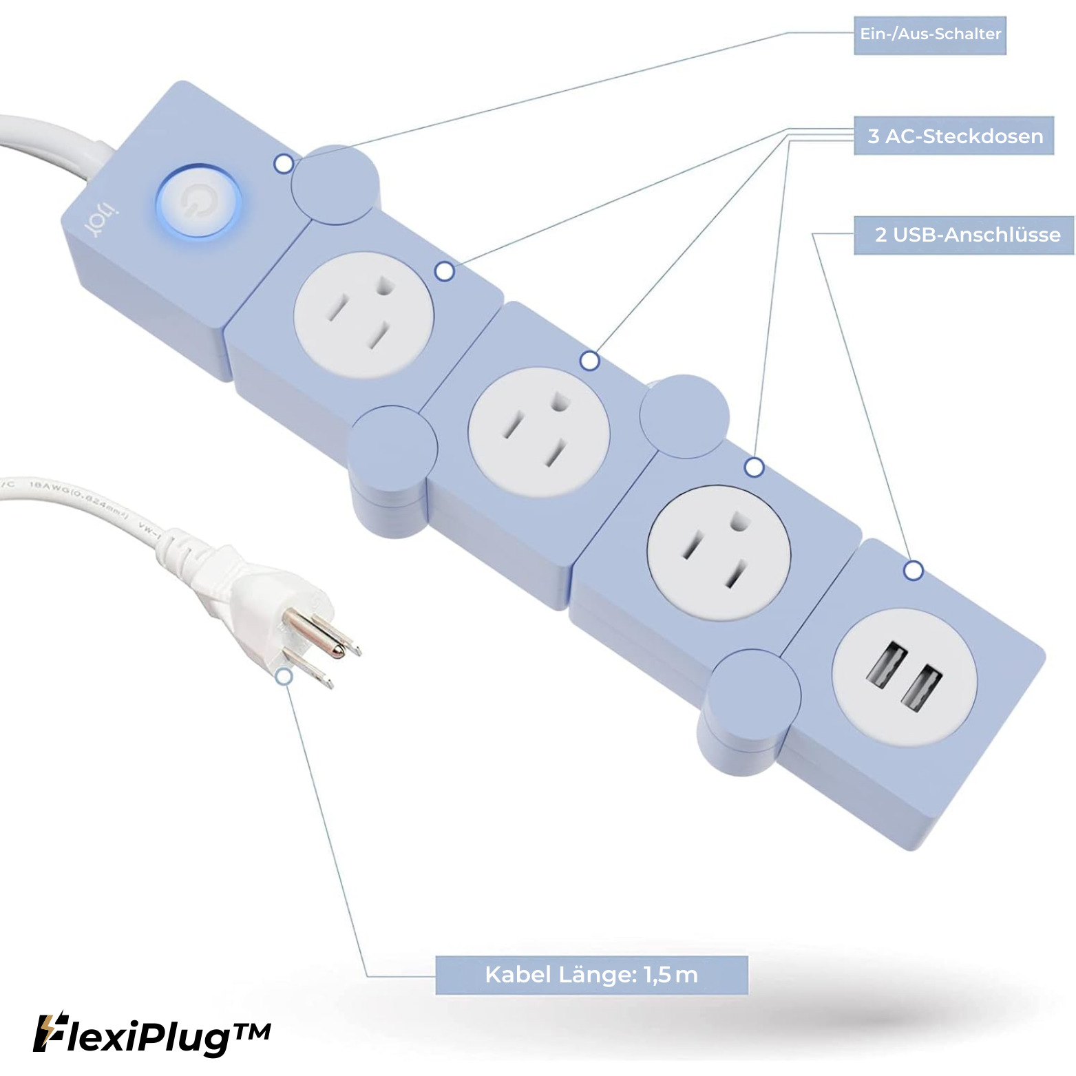 Multiprise Compacte avec Ports USB et Protection contre les Surtensions