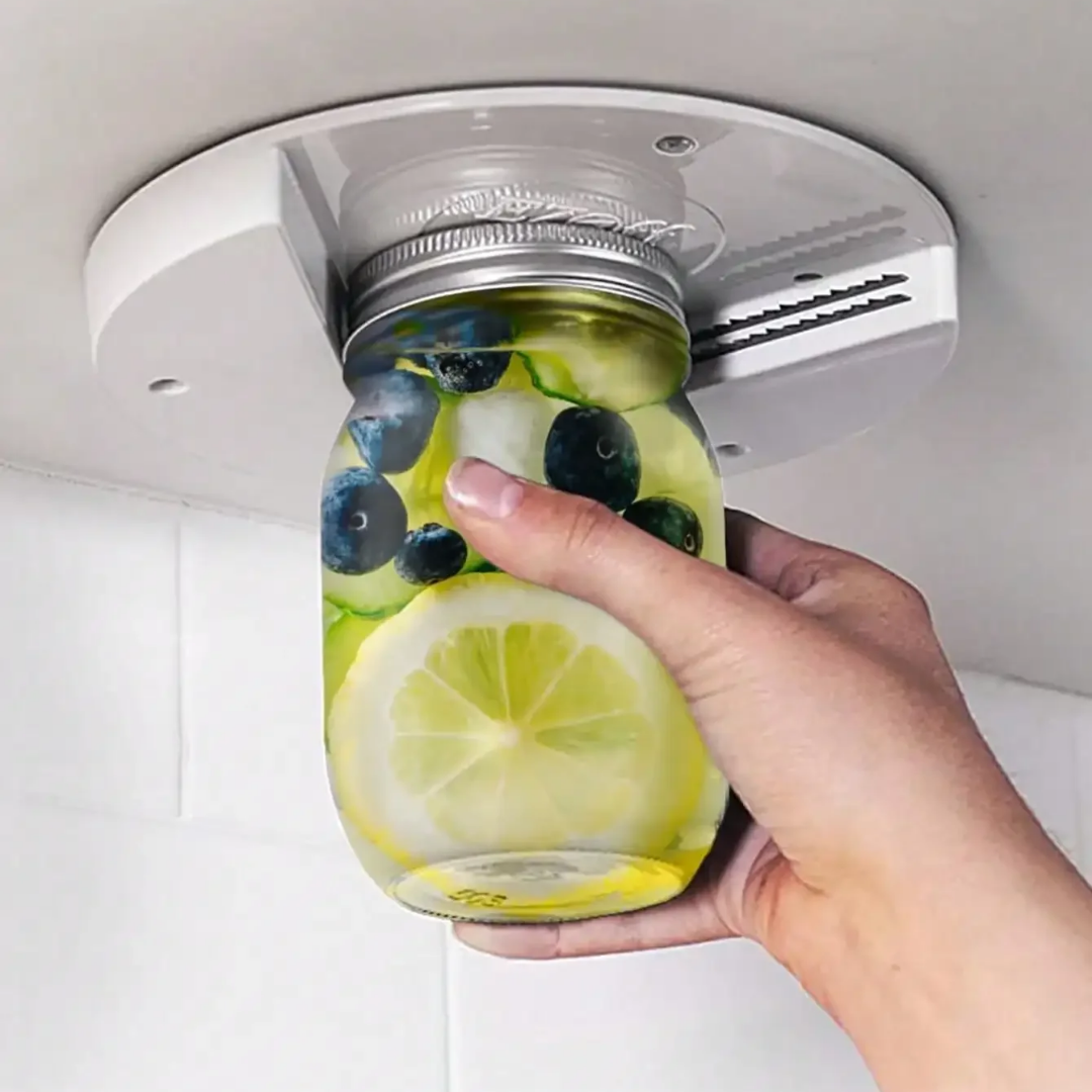 Ouvre-couvercle sous meuble à une main pour bocaux et pots