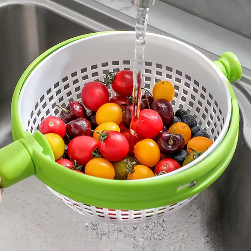 Essoreuse à Salade Fruits et Légumes avec Panier Rotatif
