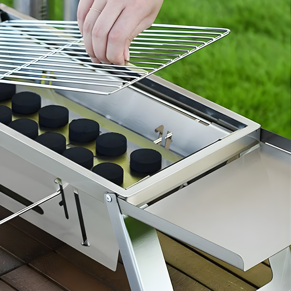 Gril à Charbon Pliable Sans Fumée pour Balcon, Terrasse et Camping