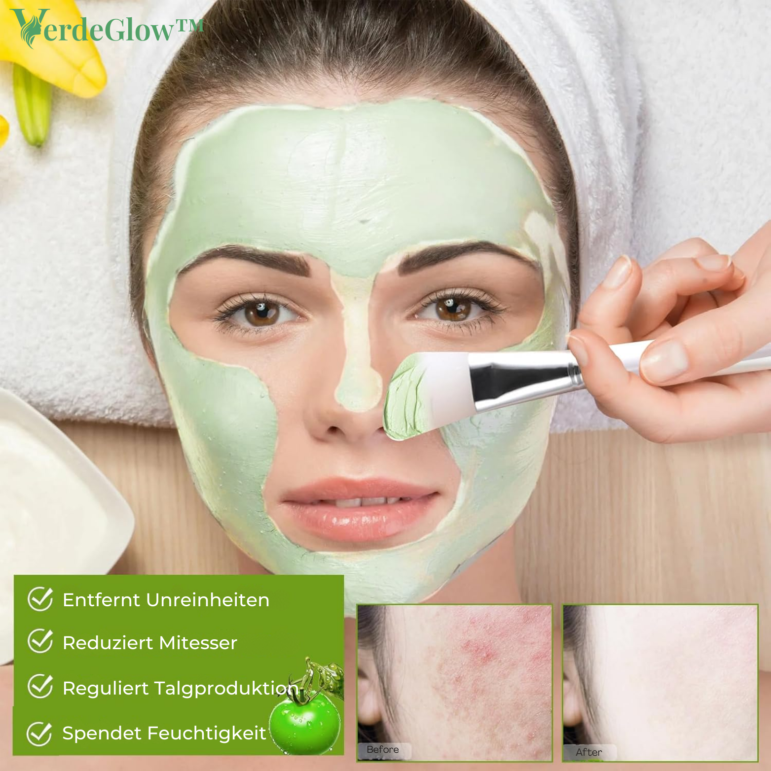 Masque Argile Tomate Verte – Soin Purifiant et Matifiant pour le Visage