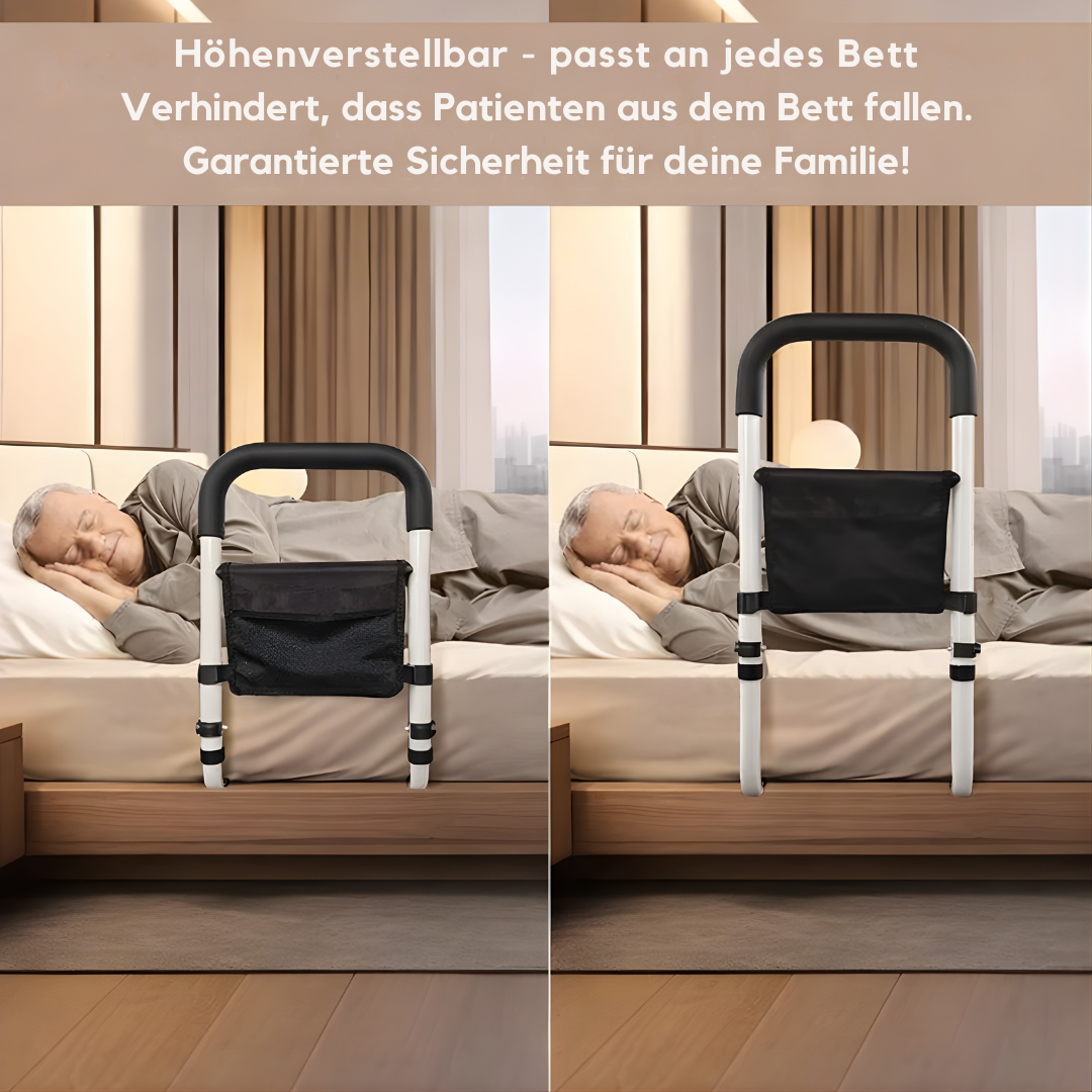 Barrière de lit réglable avec poignée antidérapante et sac de rangement