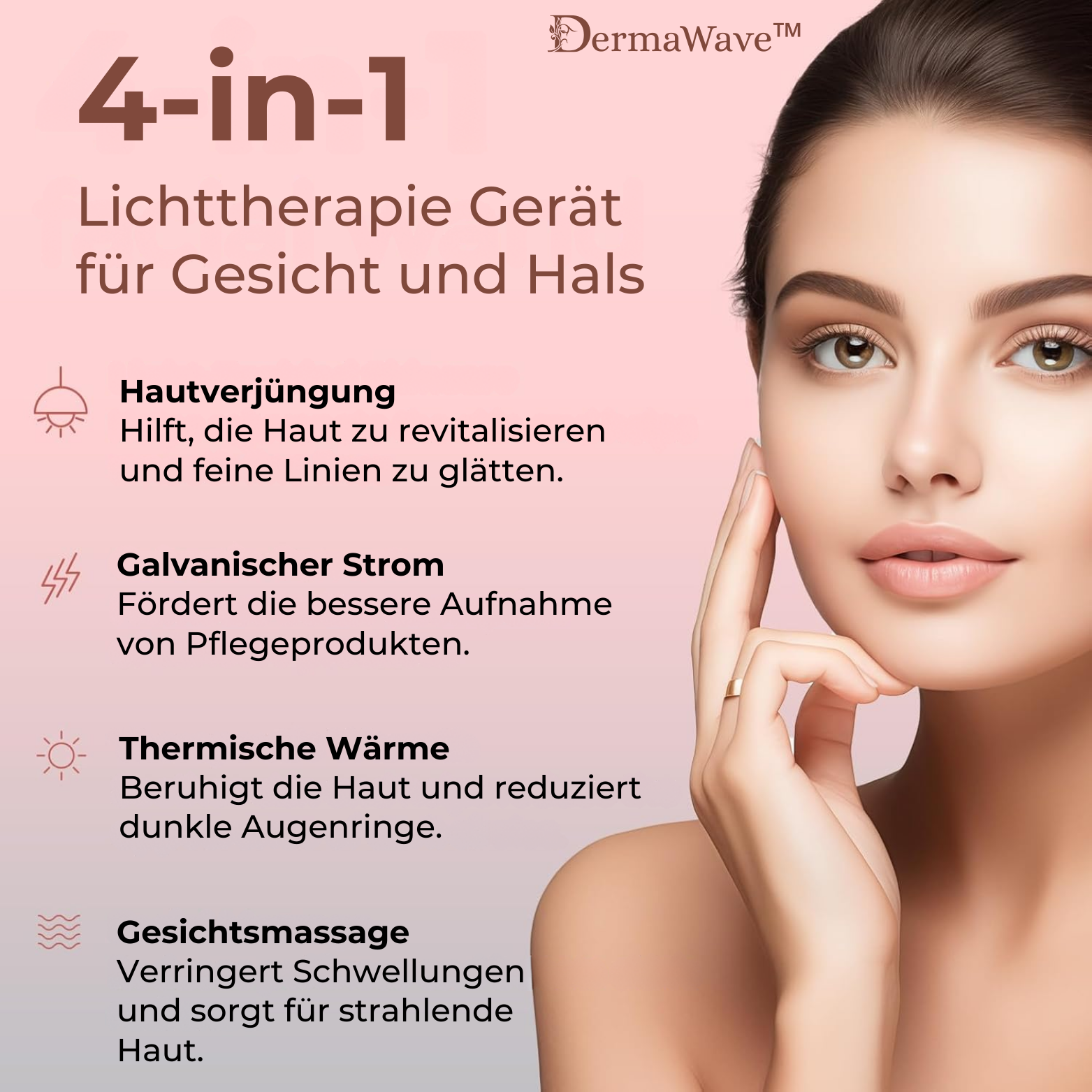 Appareil Soin Visage 4-en-1 Luminothérapie, Chaleur et Massage pour Visage et