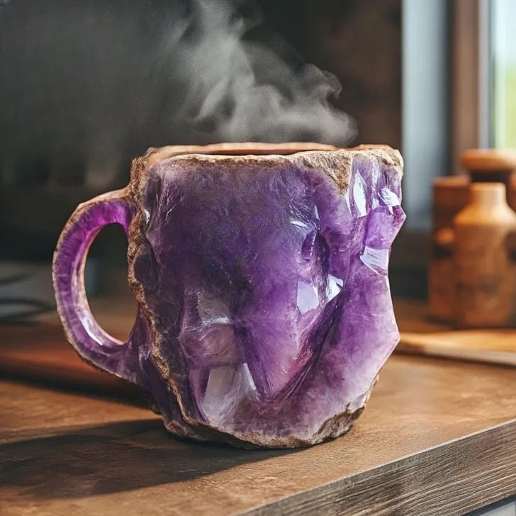 Tasse à café en pierre minérale naturelle faite à la main – Jaspe, Onyx, Quartz