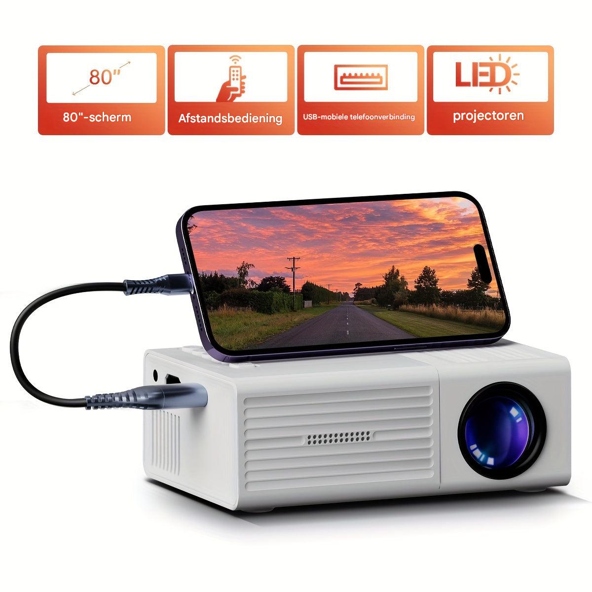 Mini projecteur portable 3000 lumens – Projecteur HDMI USB pour cinéma maison