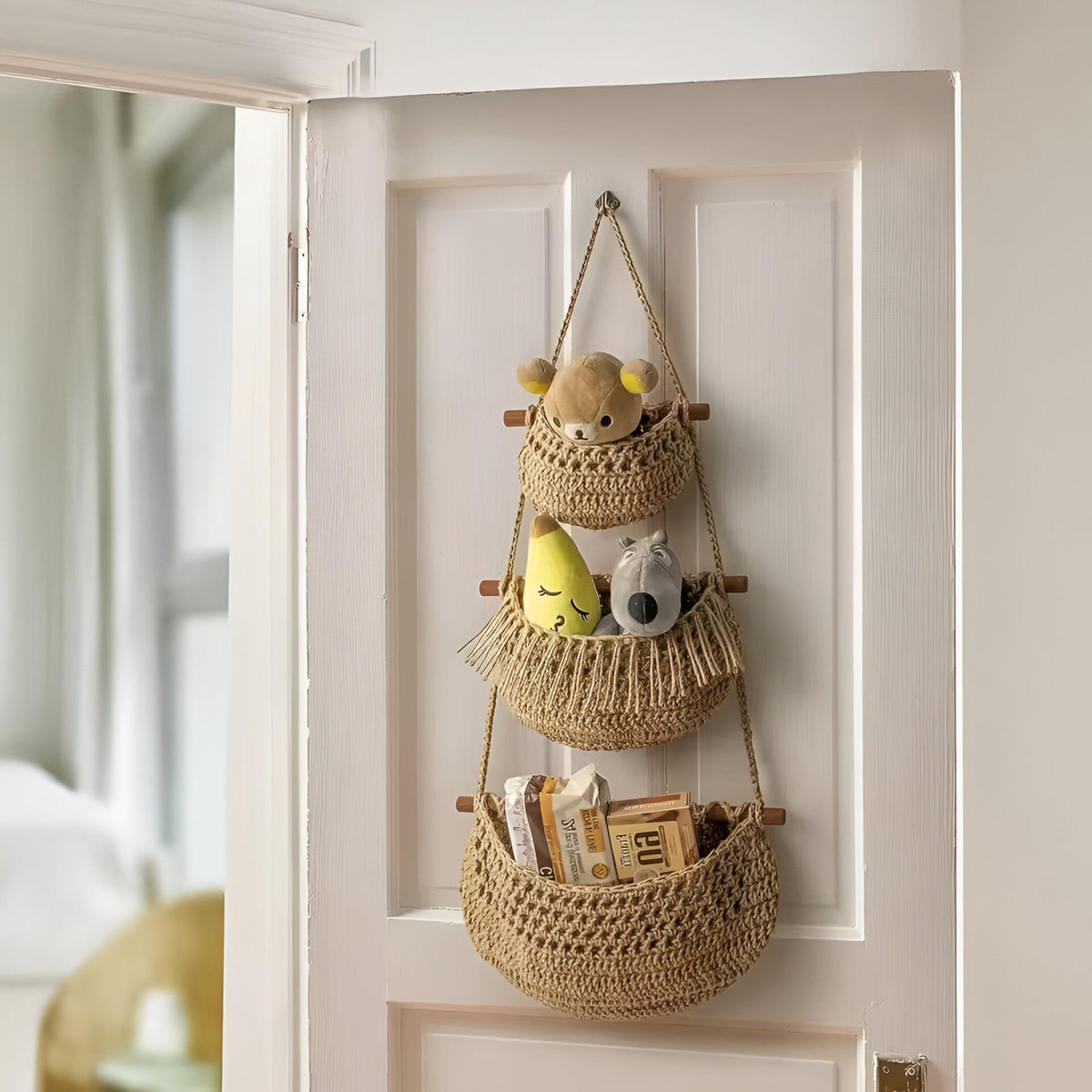Panier à fruits suspendu en jute – multi-niveaux pour la cuisine