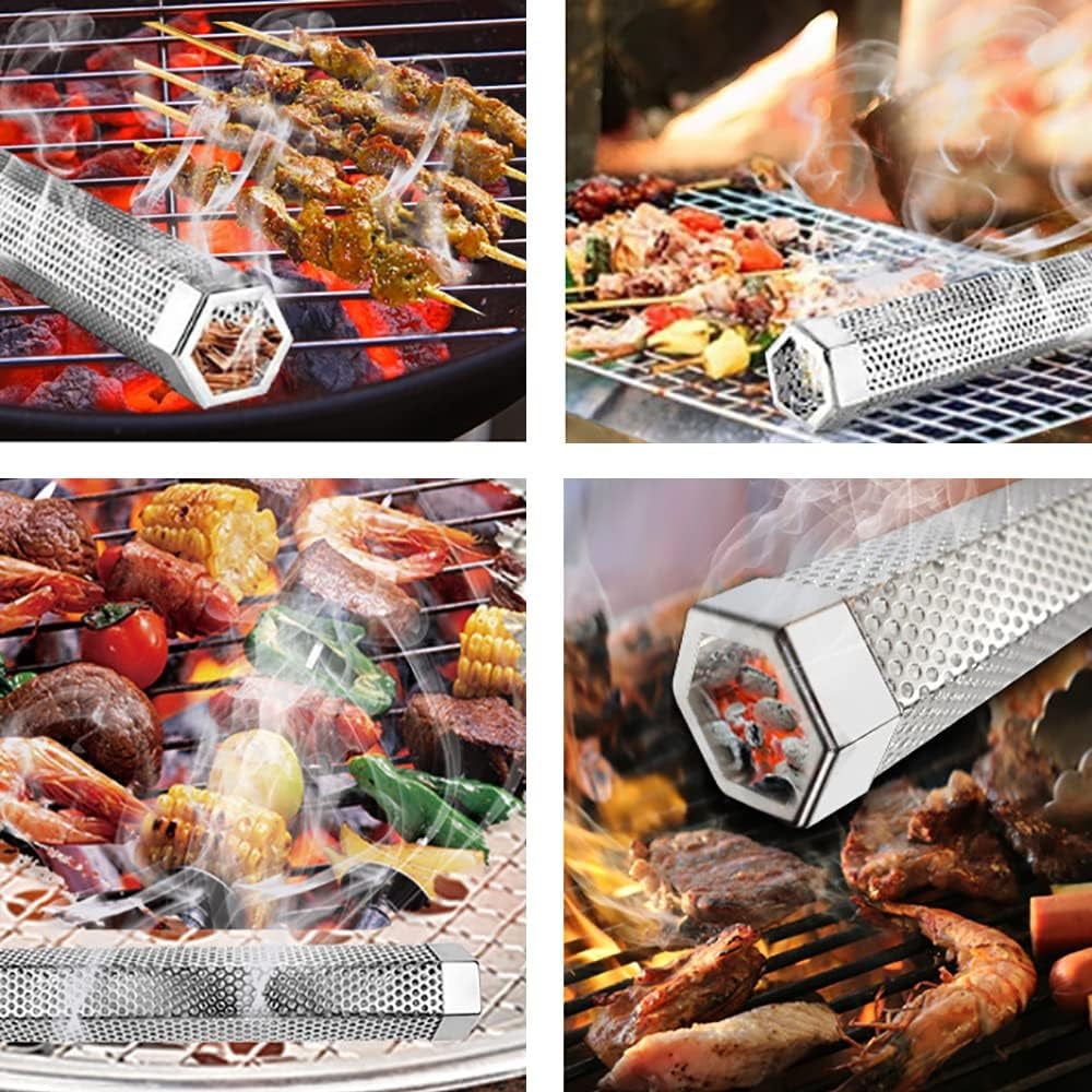 SmokeHex™ – Tube à fumée en acier inoxydable adapté à tous les types de grill [50 % de réduction]