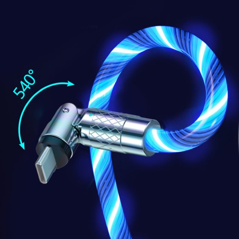 Câble USB Rotatif 540° avec Éclairage LED pour Charge Rapide