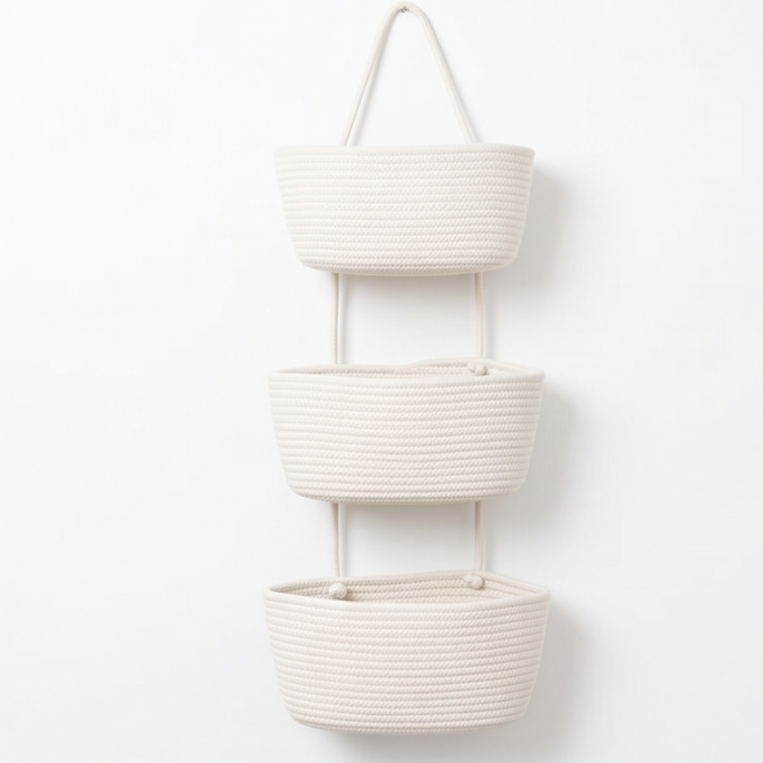 Panier Suspendu de Porte 3 Niveaux sans Perçage – Rangement Cuisine et Salle de