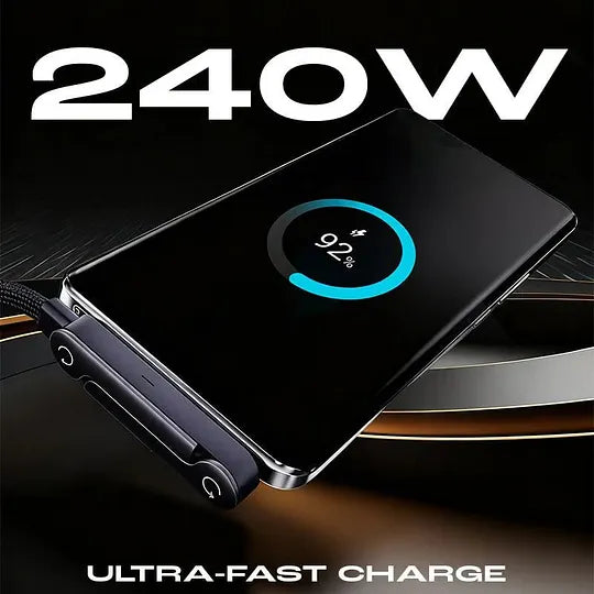 Câble USB-C Charge Rapide 240W avec Support Téléphone Intégré
