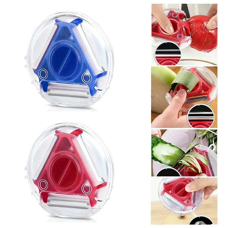 Épluche-légumes 3-en-1 avec fonctions râpe et julienne en acier inoxydable