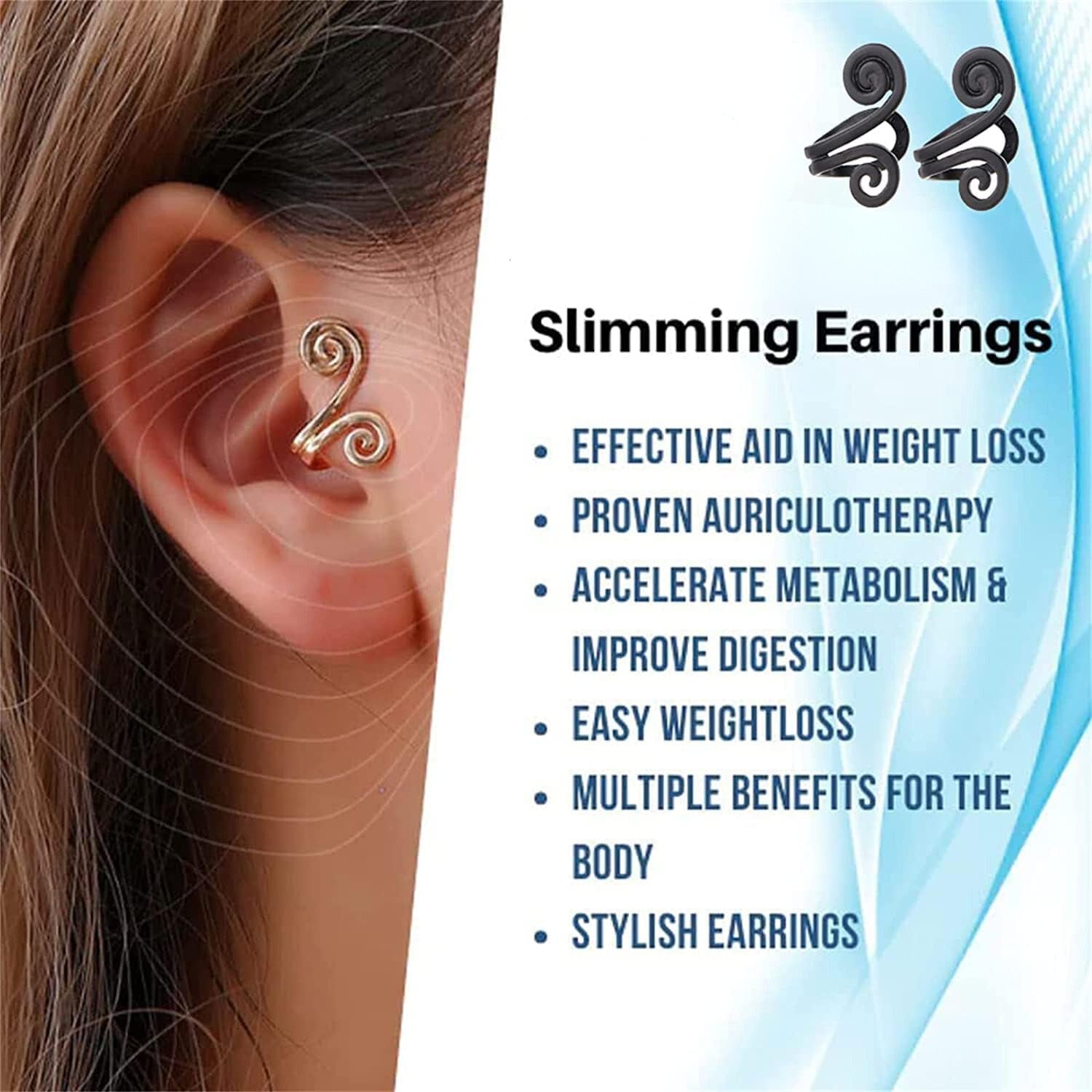 Boucles d'oreilles d'acupression dorées pour le bien-être quotidien