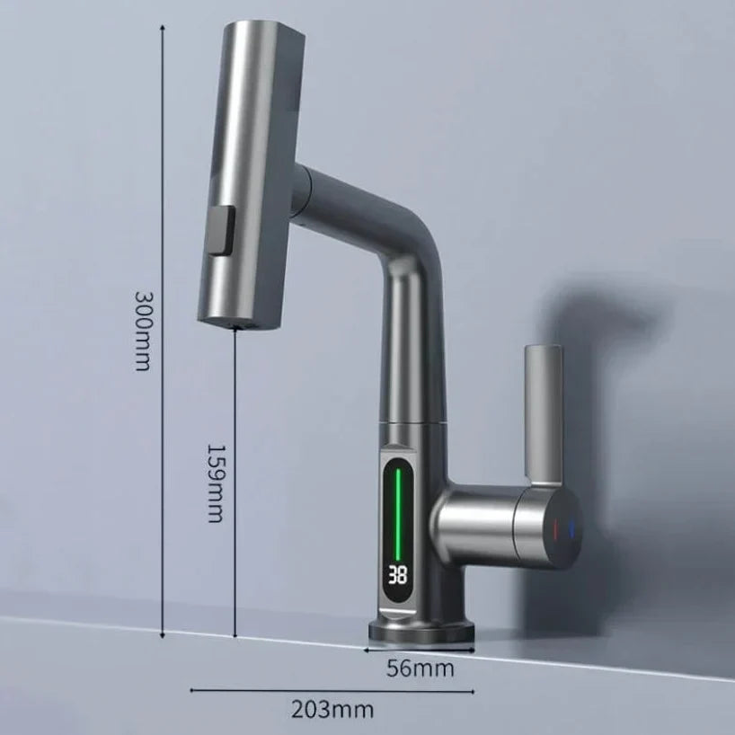 Embout de robinet avec indicateur de température LED et 5 modes de pulvérisation
