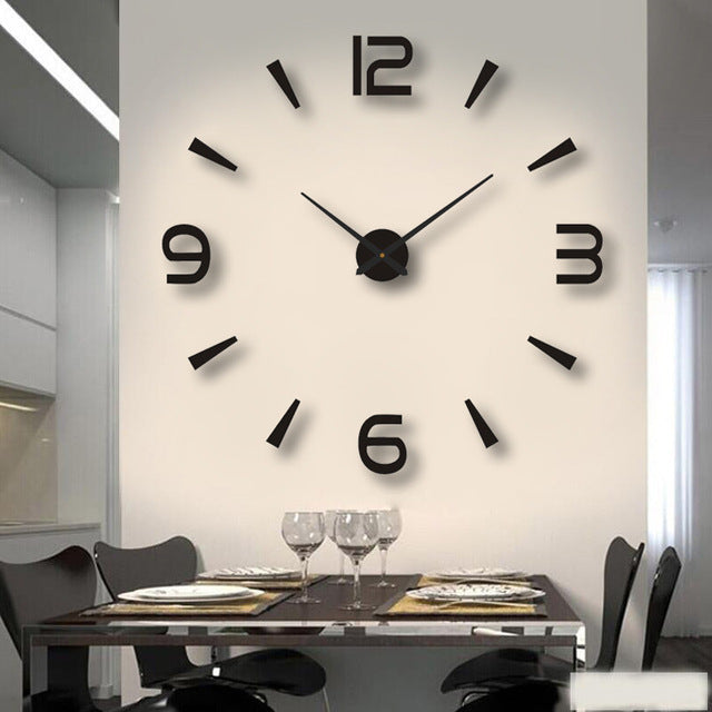 Horloge murale 3D sans cadre avec grands chiffres – design mural moderne