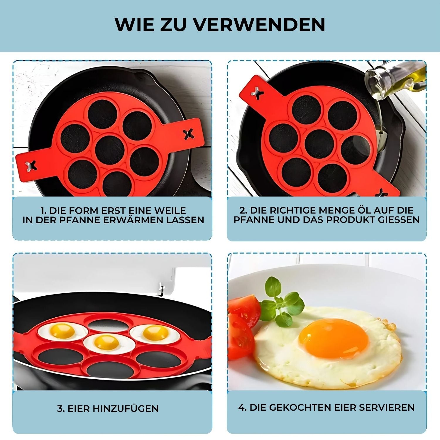 Moule à Crêpes en Silicone Antiadhésif avec Moule à Œuf Fantaisie