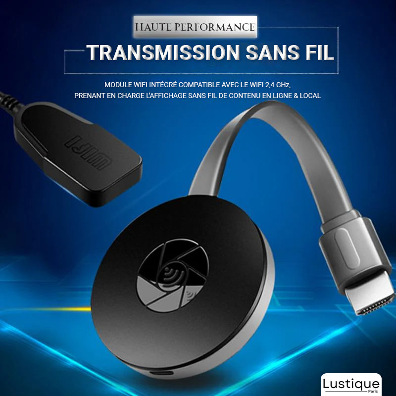 Adaptateur HDMI WiFi Miracast pour Miroir d'Écran Smartphone sur TV