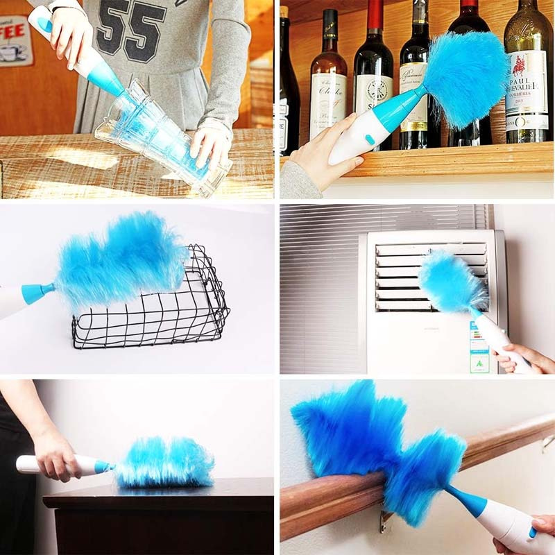 Brosse Dépoussiérante Électrique Rotative avec Manche Extensible