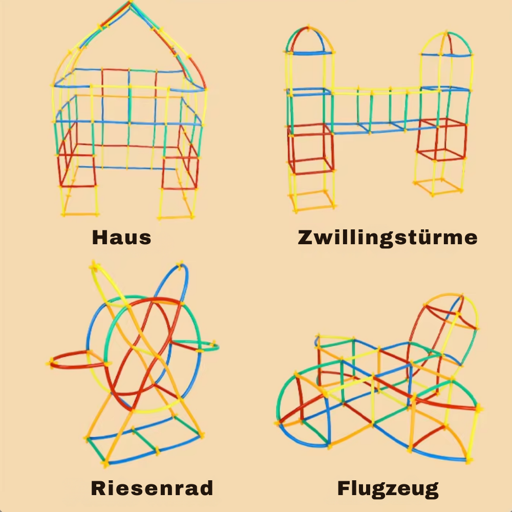 Jeu de Construction 3D avec Pailles et Connecteurs pour Enfants