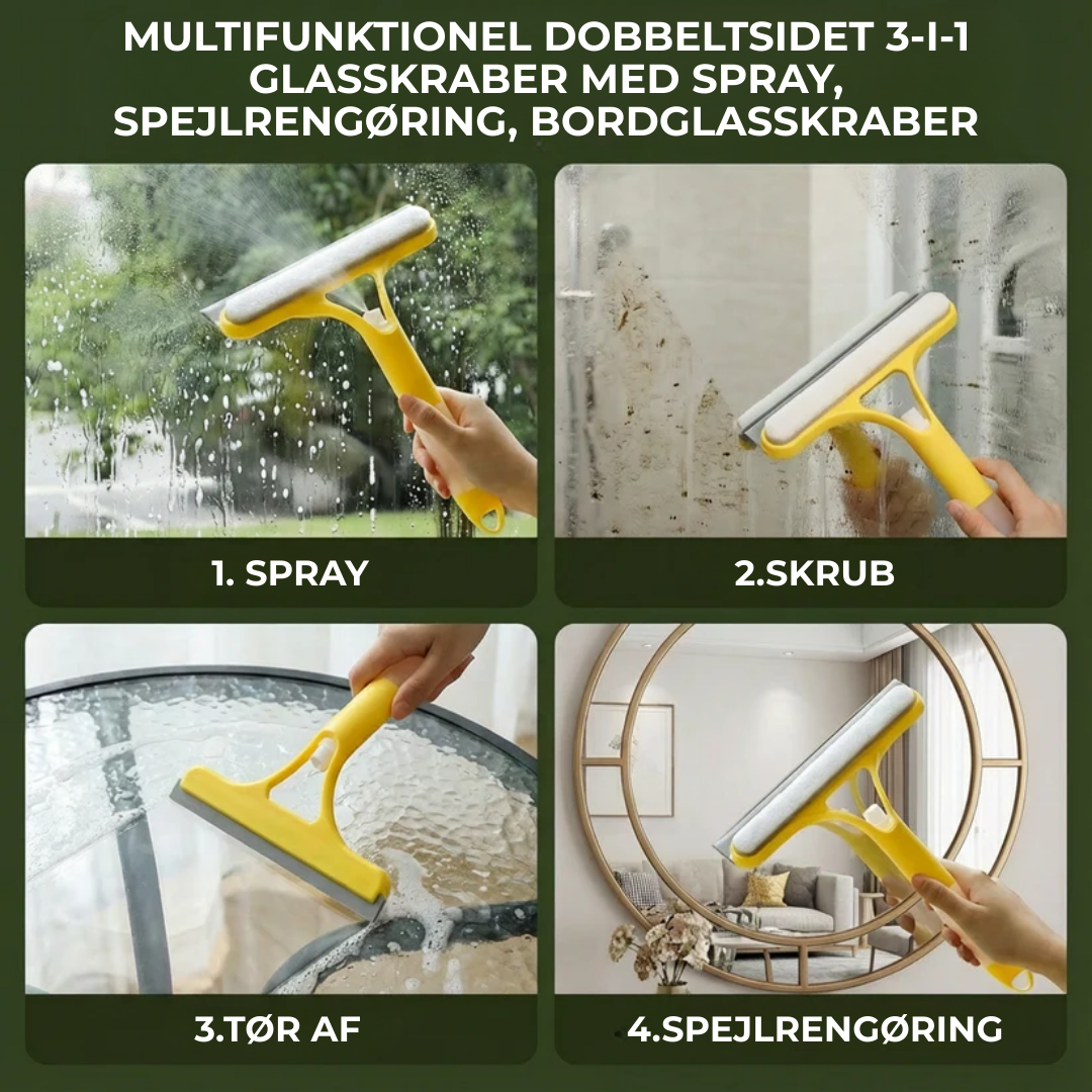 Brosse Nettoyante 3-en-1 pour Fenêtres, Miroirs et Surfaces en Verre