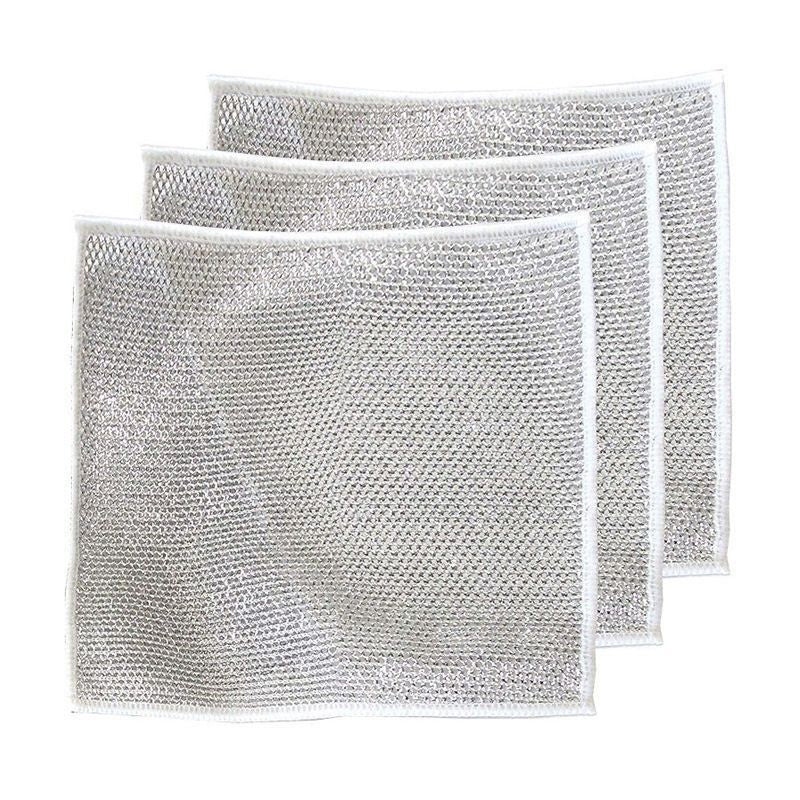 Chiffon Métallique Réutilisable pour Nettoyage Cuisine – Lot de 10