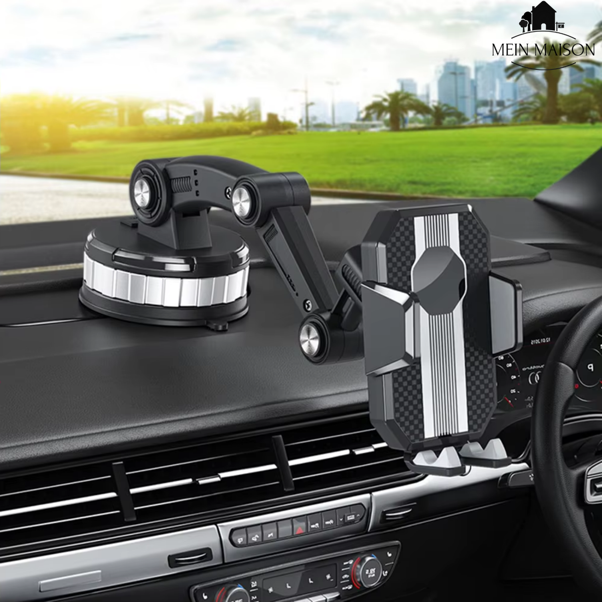 Support téléphone voiture avec ventouse, rotation 360° et utilisation à une main
