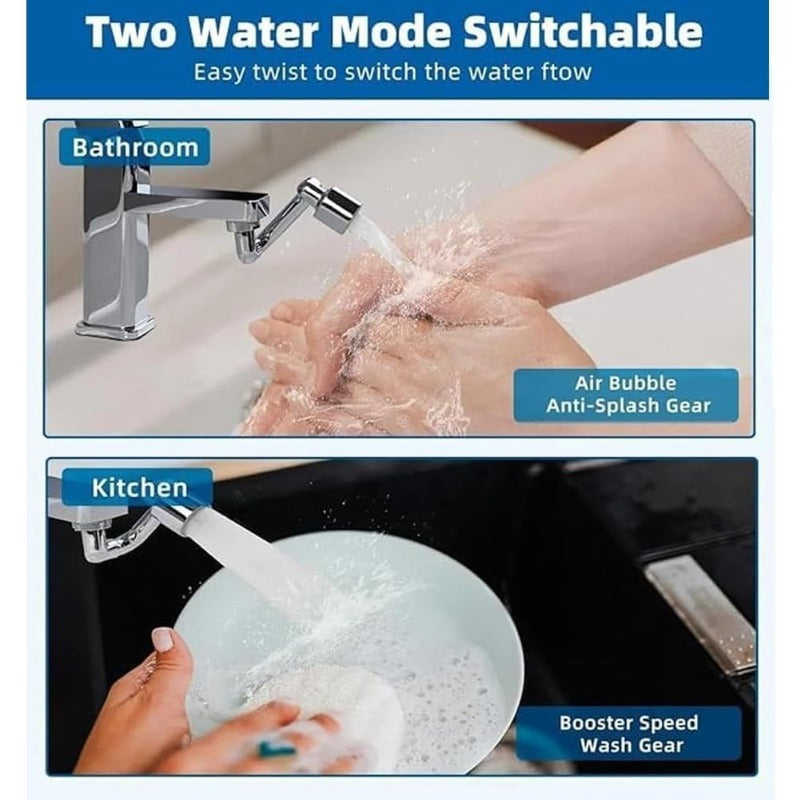 Aérateur de Robinet Rotatif 1440° avec Double Mode de Débit d'Eau