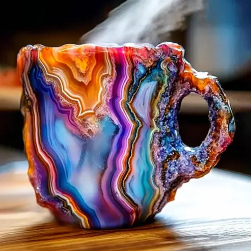 Tasse à café en pierre minérale naturelle faite à la main – Jaspe, Onyx, Quartz