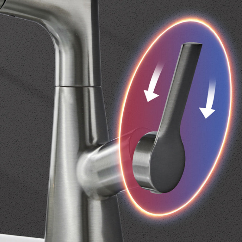 Robinet de salle de bain avec douchette extractible et bec pivotant à 360 degrés