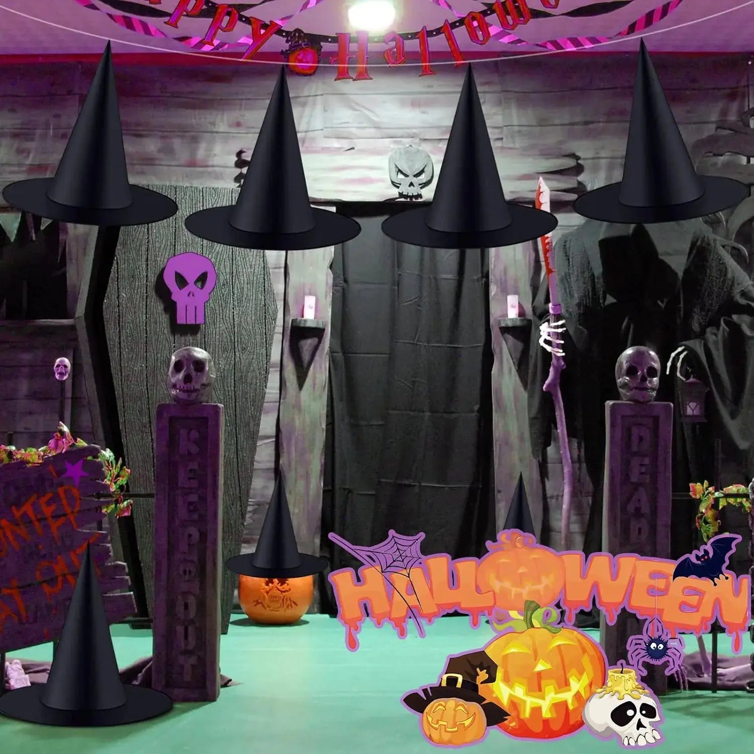 Hexenhüte™ – Ambiance effrayante inoubliable pour Halloween et fêtes [6 + 6 Gratuit]