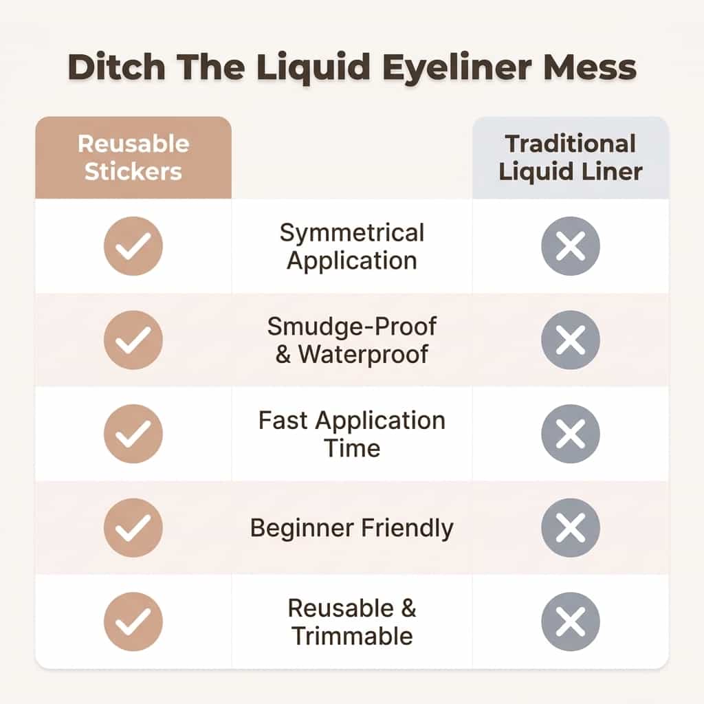 Stickers Eyeliner Réutilisables Imperméables – Trait Parfait Sans Pinceau