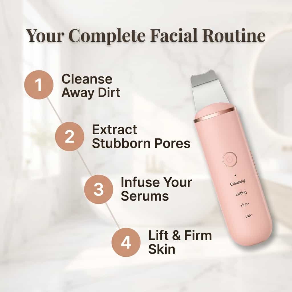Spatule Ultrasonique Visage – Nettoyage en Profondeur et Exfoliation