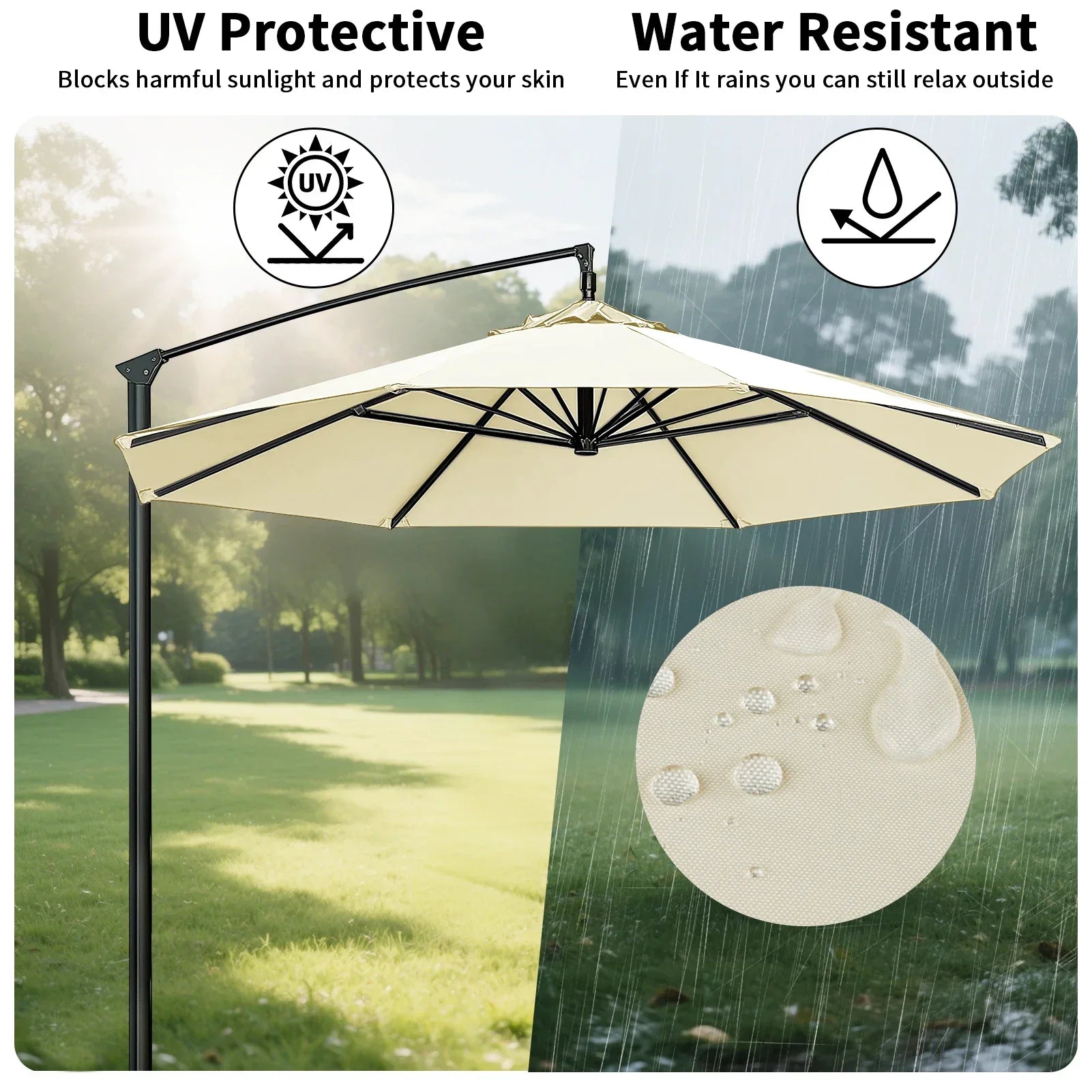 Housse de Parasol Imperméable avec Ventilation pour Jardin et Terrasse