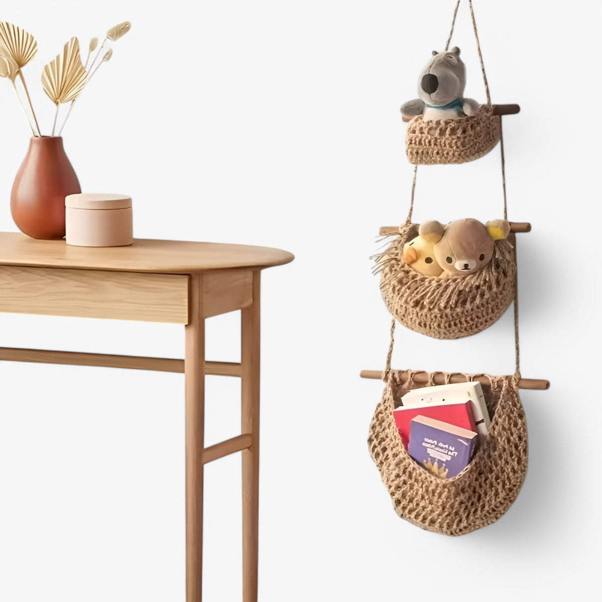 Panier à fruits suspendu en jute – multi-niveaux pour la cuisine