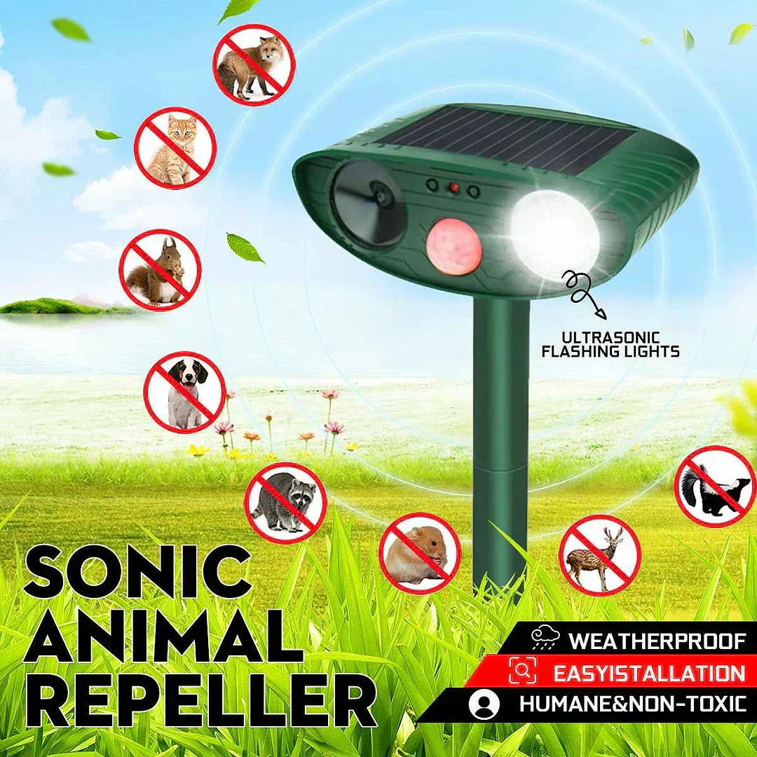 Répulsif Animalier Ultrasonique Solaire avec Capteur de Mouvement PIR