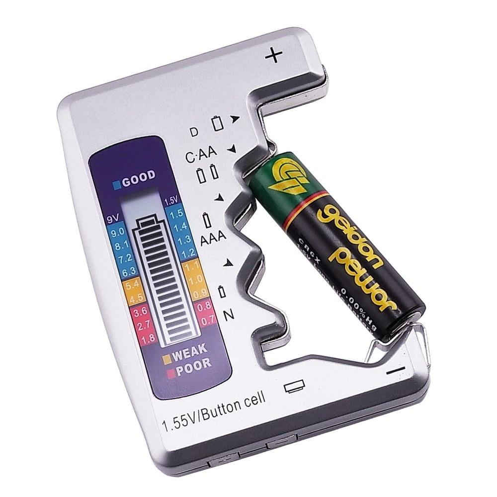Testeur de Batterie Numérique LCD – Compatible AA, AAA, 9V et Piles Bouton