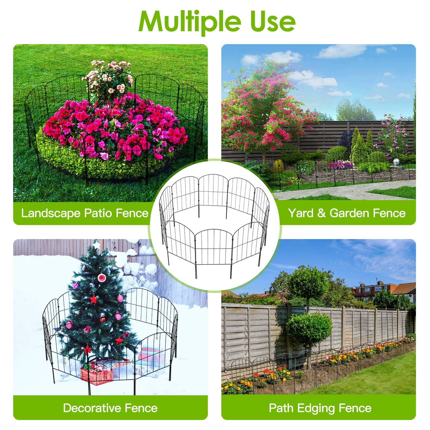 Clôture de jardin décorative en acier inoxydable pour massifs – 10 panneaux